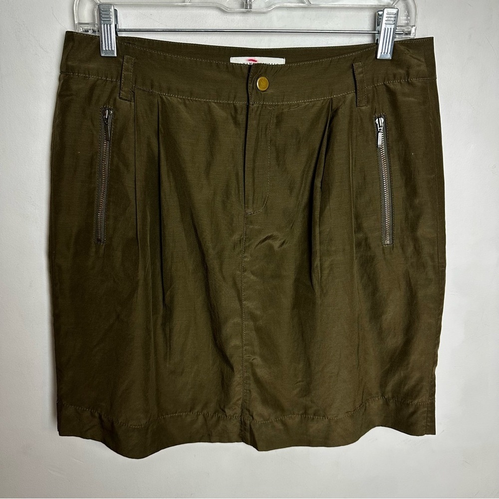 Banana Republic Mini Skirt Women's Size 6 Silk Cotton Green Zippered Pockets